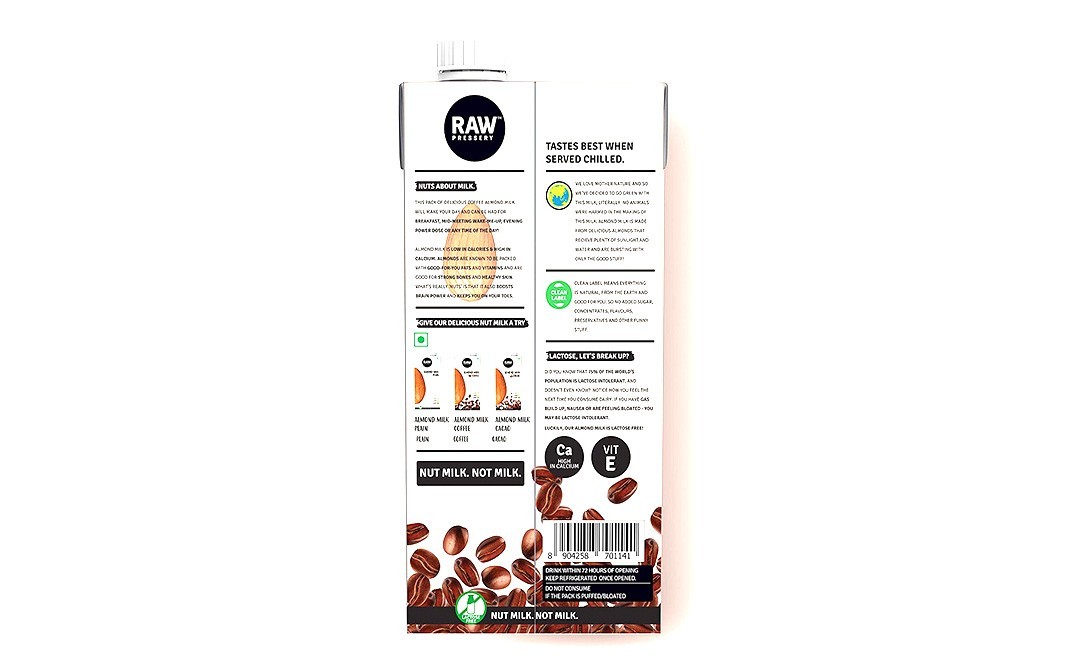 Raw Pressery Almond Milk Coffee    Tetra Pack  1 litre